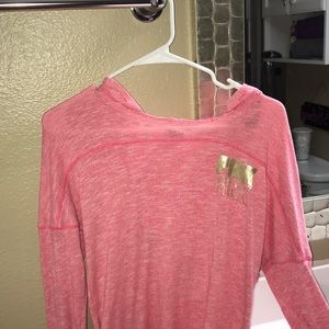 Pink hoodie with open back